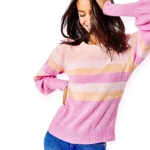 Lilly Pulitzer | Pink and Yellow Balloon Sleeved | Striped Sweater